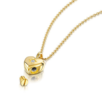 Tiny Crystal Heart Urn Ashes Necklace 18 K Gold Plated, 2 of 7