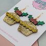 Mince Pie Glitter Christmas Resin Earrings, thumbnail 4 of 4