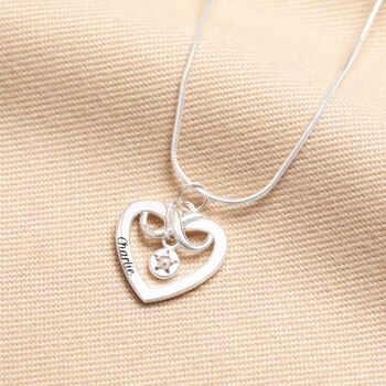 Personalised Sterling Silver Infinity Heart And Birthstone Pendant Necklace, 4 of 5