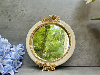 20cm Cream And Gold Decorative Wall Mirror – Floral Motif, 11 of 12