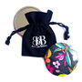Black Floral Compact Mirror With Cotton Pouch, thumbnail 1 of 9