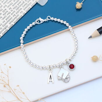 Personalised Graduation Cap Silver Bracelet Congratulations Gift, 5 of 10