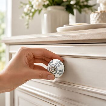 Round Shaped Misty Bloom Ceramic Drawer Knob, 5 of 9