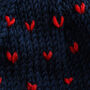Heart Hat Easy Knitting Kit Valentines Navy, thumbnail 5 of 7