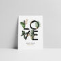 'Love' Tropical Botanical Houseplant Print Personalised, thumbnail 2 of 4