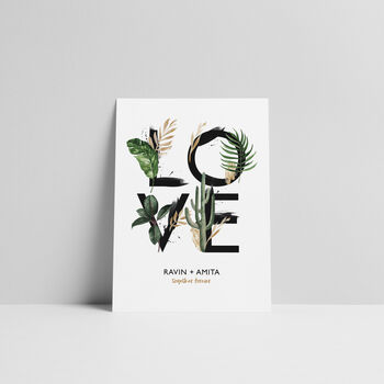 'Love' Tropical Botanical Houseplant Print Personalised, 2 of 4