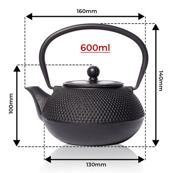 Black Tenshi Cast Iron Teapot 600ml, 2 of 5