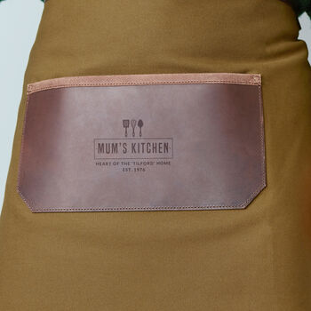 Personalised Canvas And Leather Kitchen Apron, 5 of 11