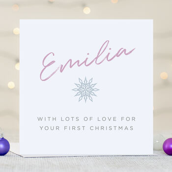 Baby's First Christmas Personalised Snowflake Card, 2 of 2