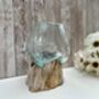 Handcrafted Molten Glass Bowl On Natural Driftwood, thumbnail 6 of 6