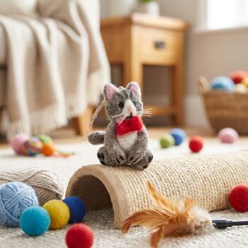 Handmade Felt Ferguson The Cat Hanging Decoration, 4 of 4