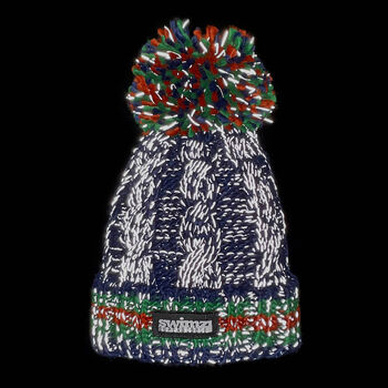 Navy Cable Super Reflective Bobble Hat, 2 of 3