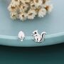 Mismatched Pine Cone And Squirrel Stud Earrings In Sterling Silver, thumbnail 6 of 12