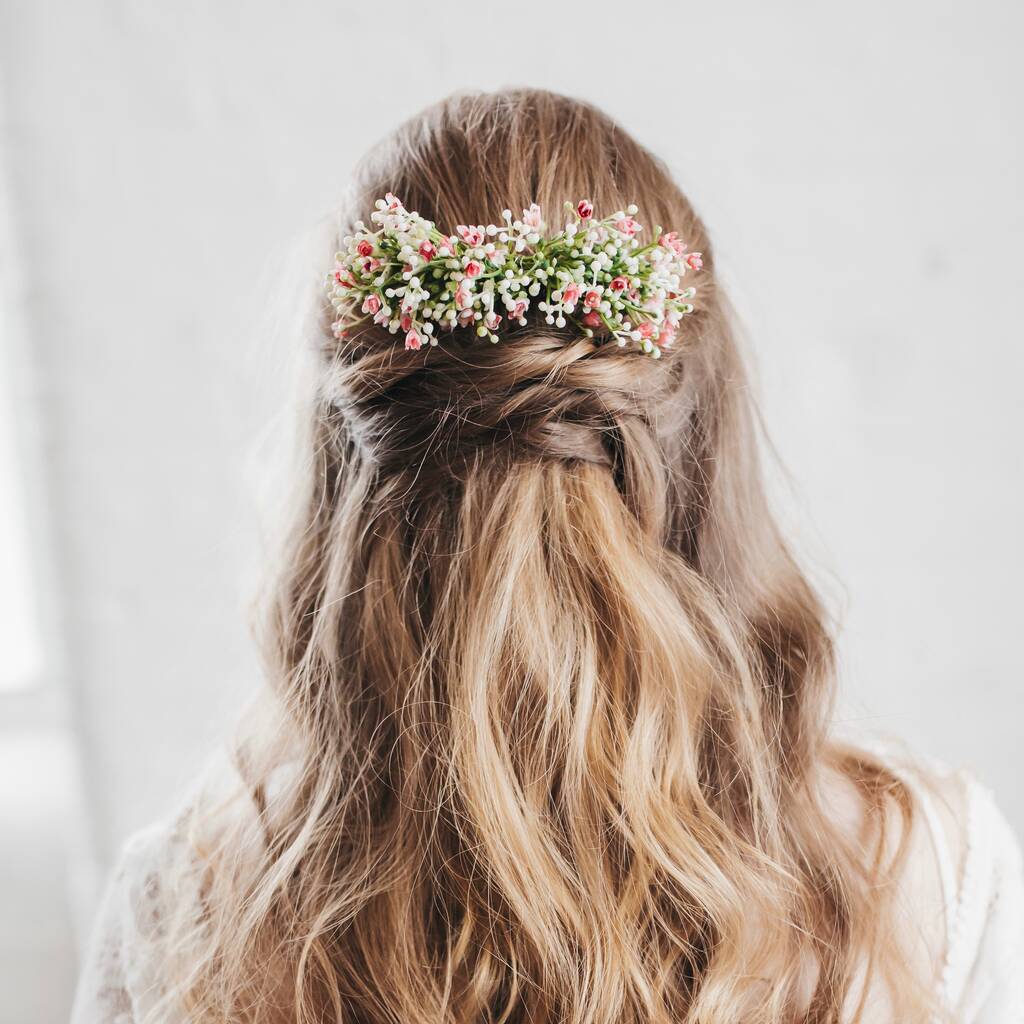 Rosalie Pink Gypsophila Wedding Hair Comb By Luna And Wild