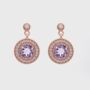 Round 18k Rose Gold Plated Amethyst Drop Earrings, thumbnail 2 of 3