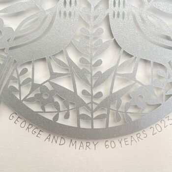 Personalised 60th Wedding Anniversary Paper Cut, 7 of 12