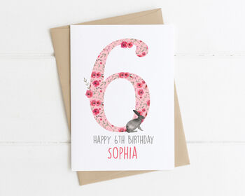 Personalised Children's Birthday Card Pink Floral, 7 of 8