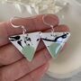 Mint Green Geometric Clay Ceramic Triangle Earrings, thumbnail 1 of 10
