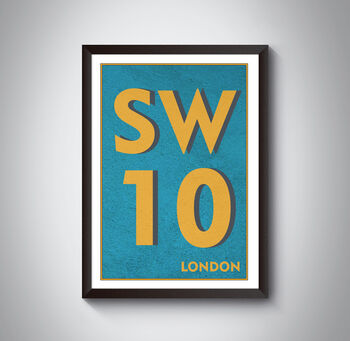 Sw10 Chelsea London Postcode Typography Print, 10 of 10