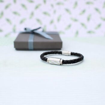 Gifts For Him Personalised Men Leather Bracelet, 8 of 8