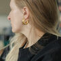 Chunky Gold C Shape Hoop Earrings 30mm Statement Style, thumbnail 2 of 6