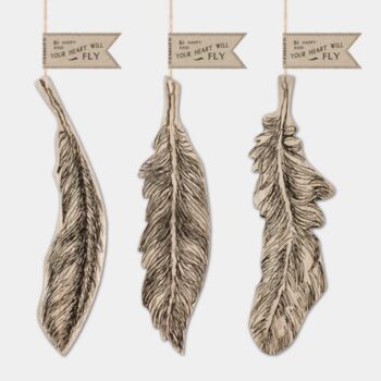 Set Of Three Wooden Hanging Feather, 2 of 2