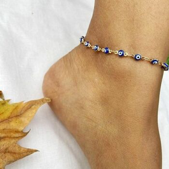 Blue Evil Eye Protection Charm Anklet Jewlery, 4 of 6