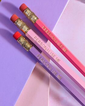 Strawberry Pink Personalised Pencil Gift Set, 4 of 4