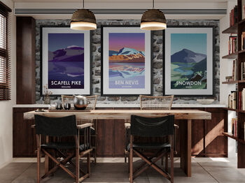 Three Peaks Challenge Art Prints Ben Nevis Snowdon Scafell Pike, 7 of 11