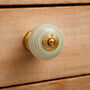Set Of Two Green And White Spiral Ceramic Drawer Pull, thumbnail 1 of 2