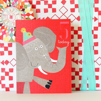 Mini Elephant 5th Birthday Card, 4 of 4