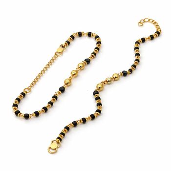 Gold Plated Three Ball Black Bead Kids Nazar Bracelet, 5 of 6