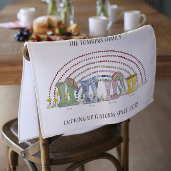 Personalised Welly Boot Family Tea Towel, 2 of 11