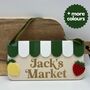 Personalised Wooden Play Kitchen Market Fruit Shop Sign Montessori Pretend Play Accessory, thumbnail 1 of 6