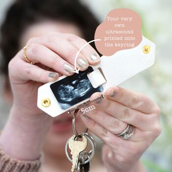 Cream Faux Leather And Metal Ultrasound Keyring, 5 of 5