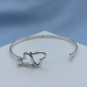 Personalised Best Friend Double Heart Bracelet In Sterling Silver, 2 of 5