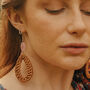 925 Sterling Silver Rose Quartz Rattan Earrings, thumbnail 2 of 5