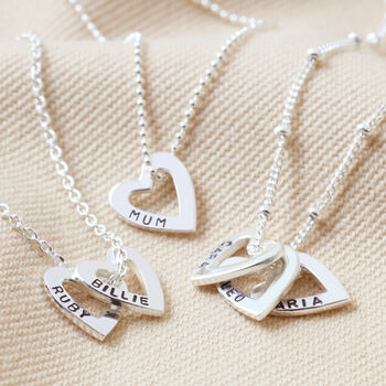 Personalised Mini Sterling Family Names Heart Necklace, 3 of 9