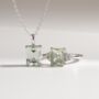 Green Amethyst Emerald Cut Pendant Necklace In Sterling Silver And Gold, thumbnail 3 of 9