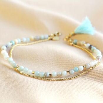 Semi Precious Stone Bead And Chain Anklet, 2 of 3