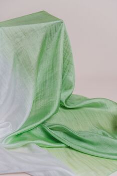 100% Mulberry Silk Scarf, Ombre Sage Green And White, 9 of 10
