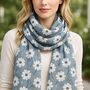 Grey Flower Print Scarf, thumbnail 1 of 6