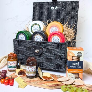 Cheese Hamper Basket With Cheese Chutney And Crackers, 2 of 5