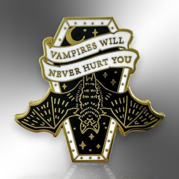 Vampires Will Never Hurt You Hard Enamel Pin Badge, Halloween Brooch, Gothic Gift For Teenagers, 3 of 8