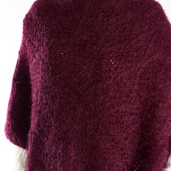 Merlot Soft Knitted Ladies Poncho, 4 of 8