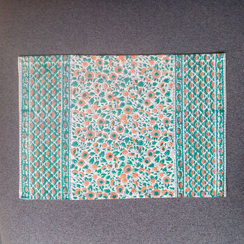 Set Of Indian Hand Block Printed Placemats, Green, 7 of 9