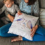 Personalised Bird Family Faux Suede / Cotton Cushion, thumbnail 1 of 10