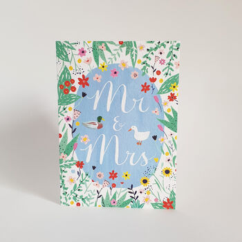 Two Ducks Floral Wedding Card, 4 of 12