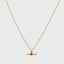 Havana Gold Plated And Red Enamel T Bar Necklace, thumbnail 3 of 4