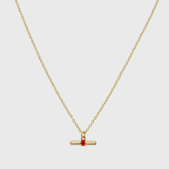 Havana Gold Plated And Red Enamel T Bar Necklace, 3 of 4